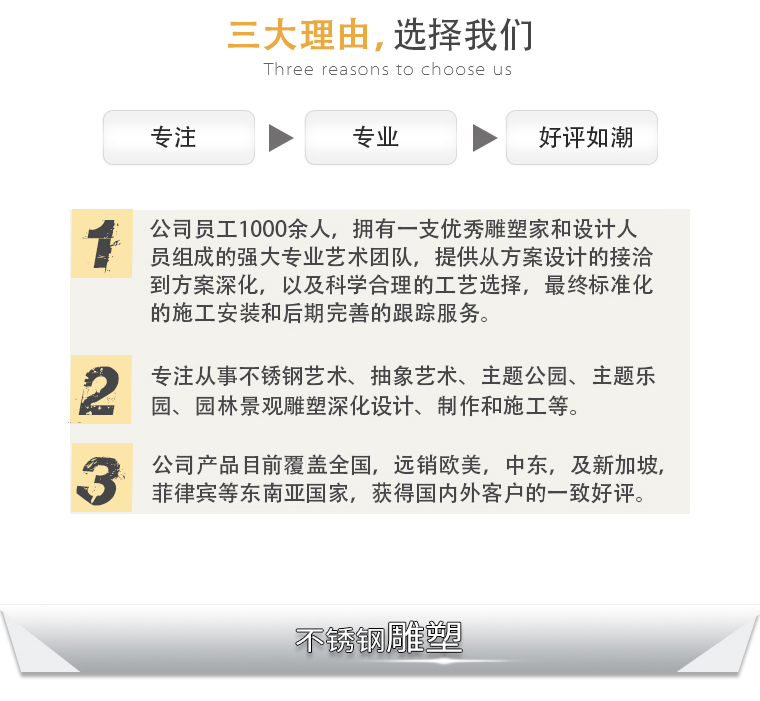不銹鋼雕像 三大理由，選擇我們 專注 專業(yè) 好評如潮
