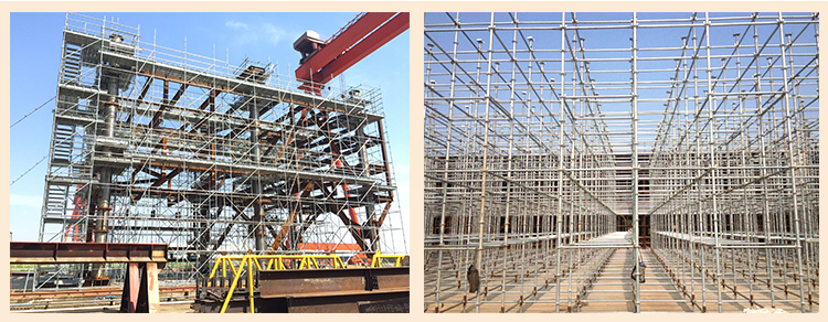 “圓盤腳手架 橫桿48.3*750搭建效果圖”